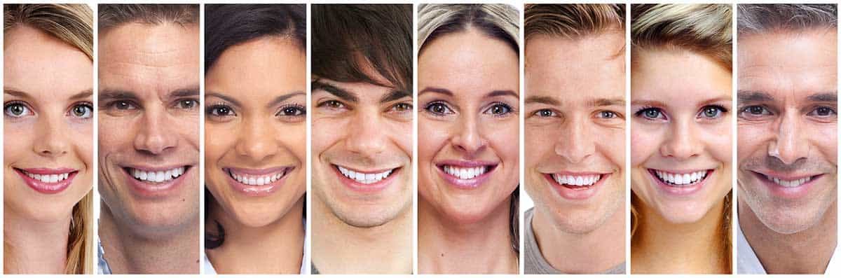 Set of happy laughing people. Smiling faces collection.
